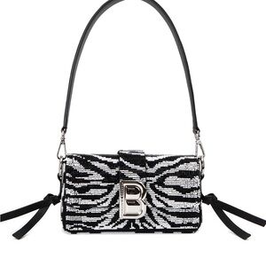 Medium Nia Bag in Beaded Zebra with Silver Hardware